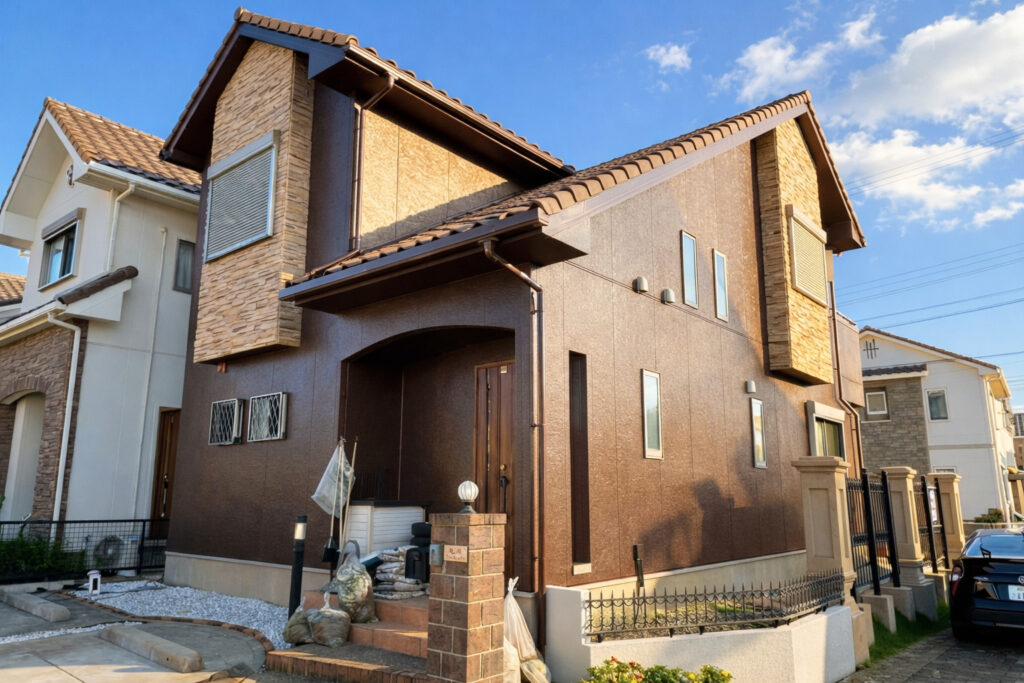 豊田市｜赤みブラウンで高級感を出す｜外壁塗装