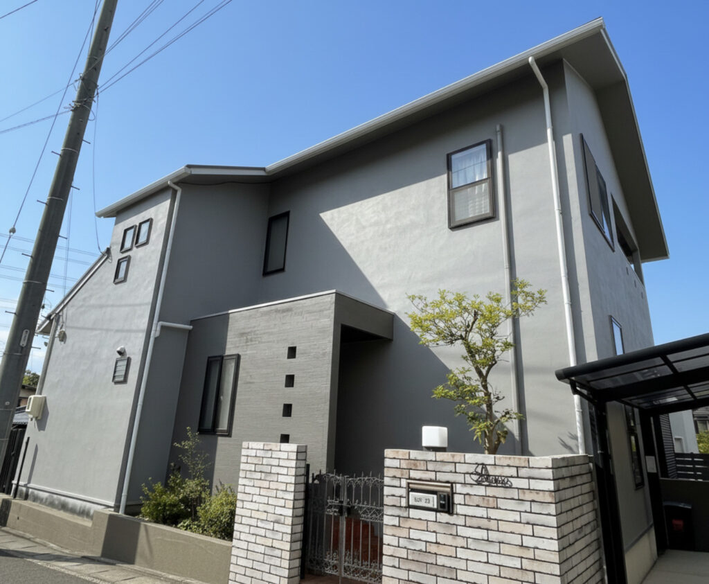 豊田市｜２色のグレーでモノトーンな外観｜外壁塗装｜屋根塗装